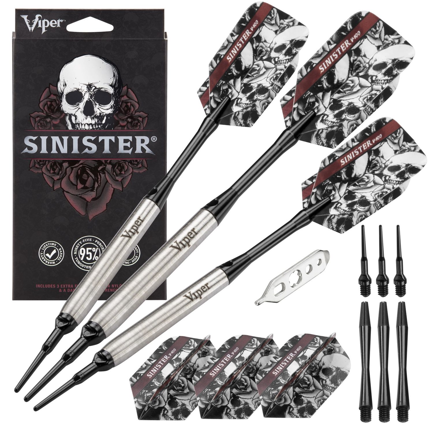 Viper Sinister 95% Tungsten Soft Tip Darts Smooth Barrel 16 Grams