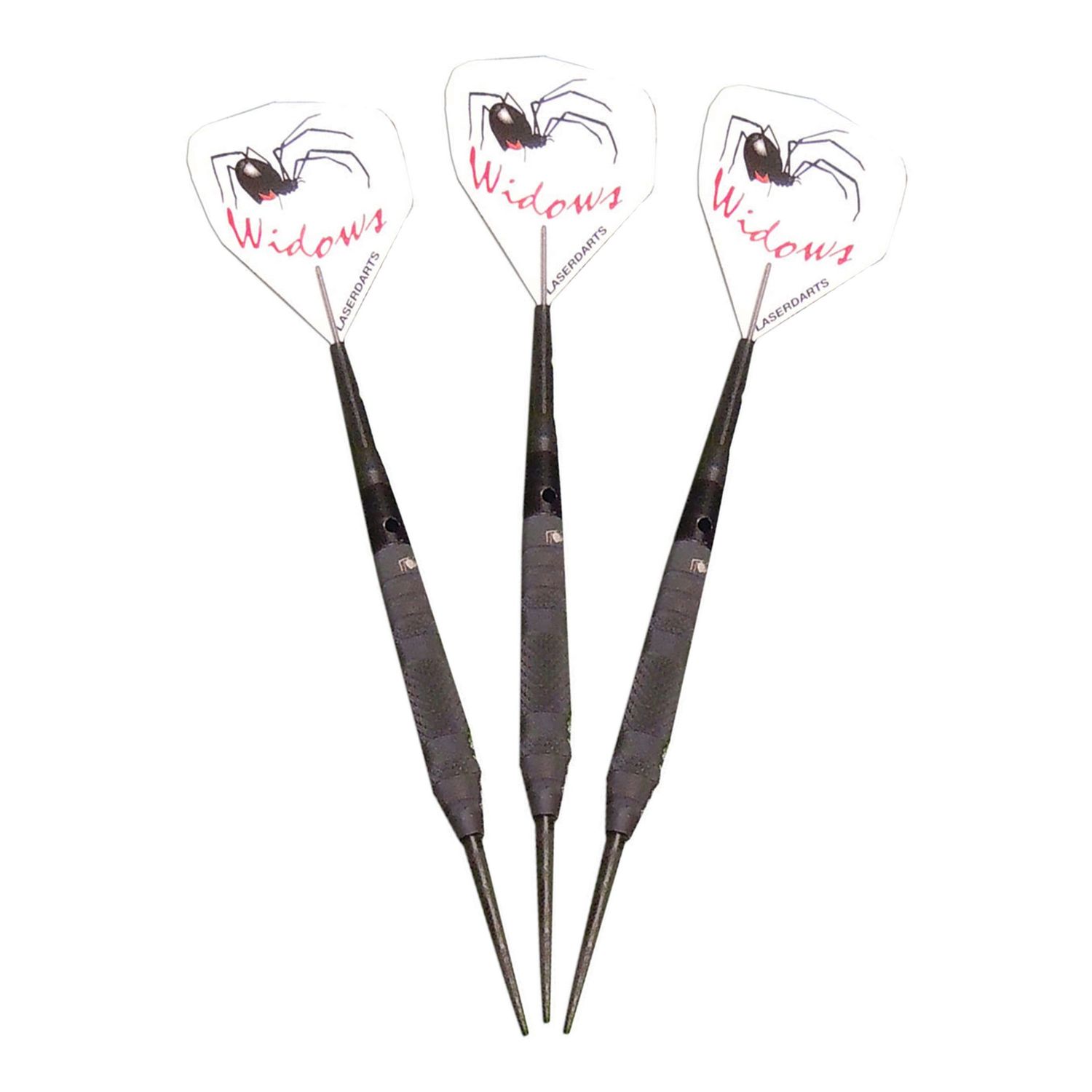 Laserdarts Black Widows 90% Tungsten Steel Tip Darts 23 Grams Knurled