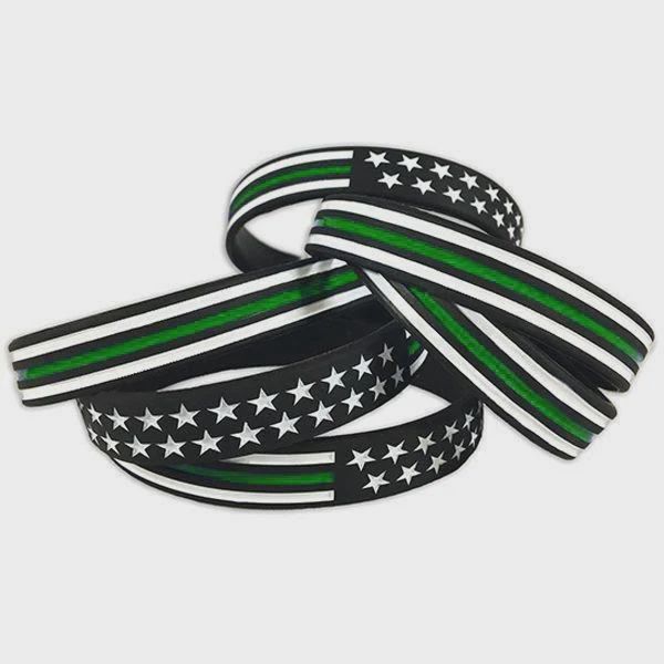 Thin Green Line American Flag Bracelet XL