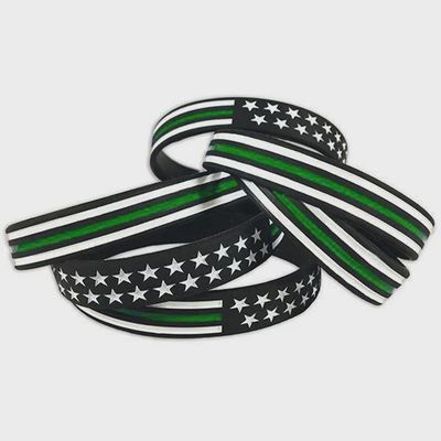Thin Green Line American Flag Bracelet XL
