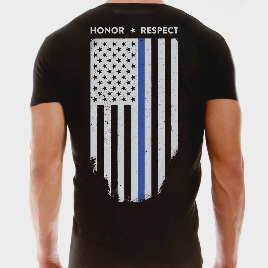 Performance, Polyester Honor Respect Thin Blue Line Men's T-Shirt