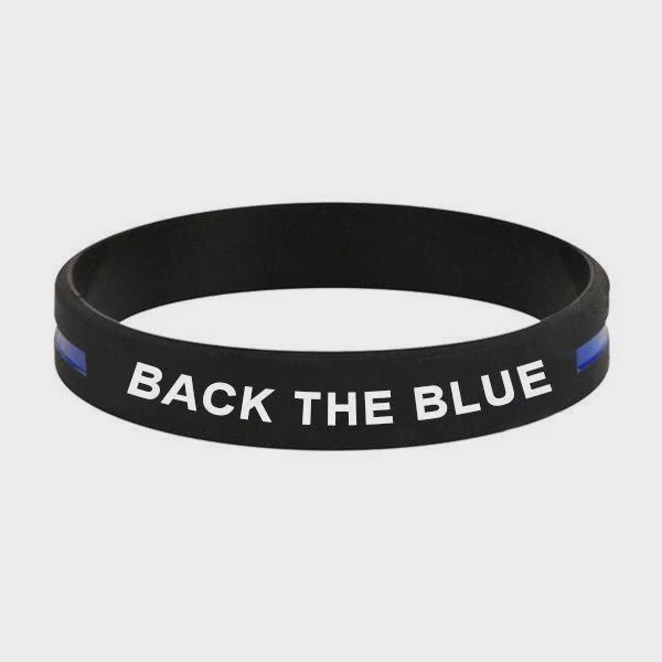 "Back the Blue" Thin Blue Line Silicone Bracelet XL