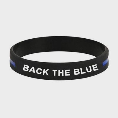 "Back the Blue" Thin Blue Line Silicone Bracelet XL