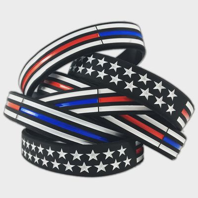 Thin Red/Blue Line American Flag Bracelet Small