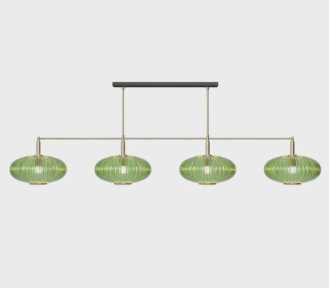PROHIBITION-66" 4LT BILLIARD LIGHT BRASS/GREEN