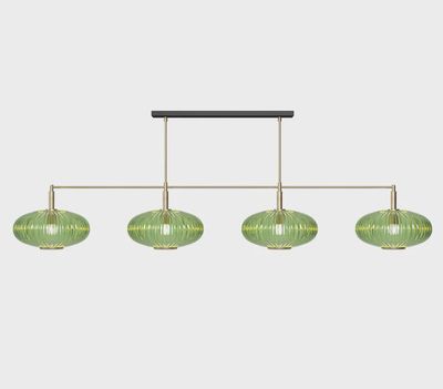 PROHIBITION-66" 4LT BILLIARD LIGHT BRASS/GREEN