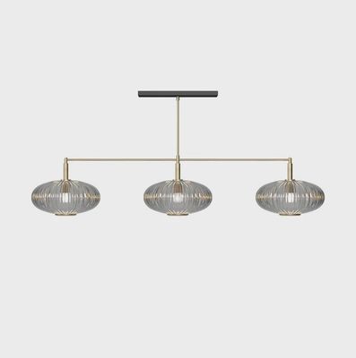 PROHIBITION-54" 3LT BILLIARD LIGHT BRASS/SMOKE