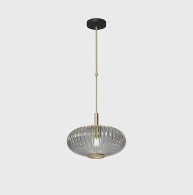 PROHIBITION-12" SINGLE PENDANT BRASS/SMOKE