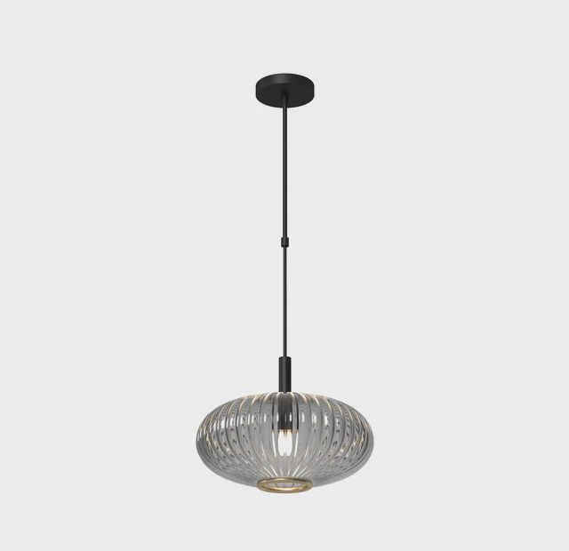 PROHIBITION-12" SINGLE PENDANT BLACK/SMOKE