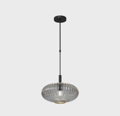 PROHIBITION-12" SINGLE PENDANT BLACK/SMOKE