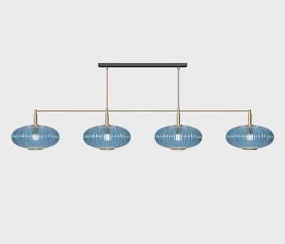 PROHIBITION-66" 4LT BILLIARD LIGHT BRASS/BLUE