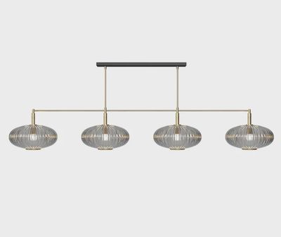 PROHIBITION-66" 4LT BILLIARD LIGHT BRASS/SMOKE