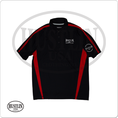 Hustlin USA - Black with Red Polo