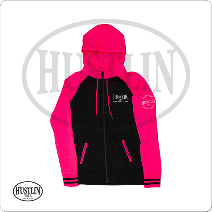 Hustlin USA -  Ladies Pink Zip Up Sweatshirt