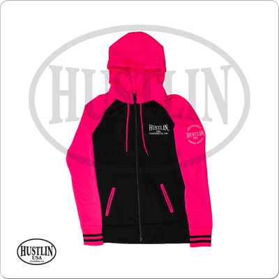 Hustlin USA -  Ladies Pink Zip Up Sweatshirt