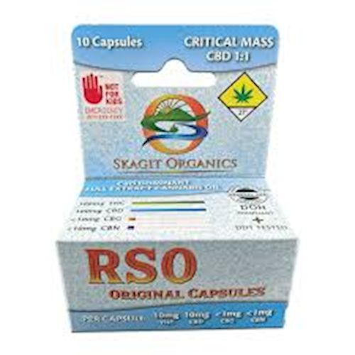 Capsules RSO Original Critical Mass 1:1 CBD - Skagit Organics Capsules RSO Original Critical Mass 1:1 CBD - Skagit Organics