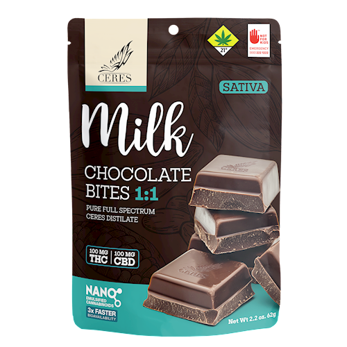 Milk Chocolate Bites SATIVA 1:1 10PK - Ceres Milk Chocolate Bites SATIVA 1:1 10PK - Ceres