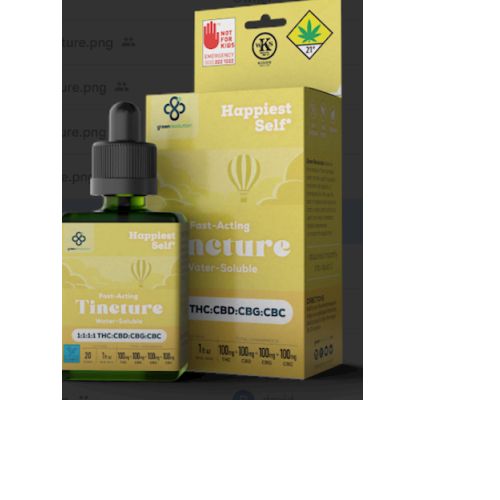 Happiest Self Tincture 1:1:1:1 (100mg CBD;100mg THC;100mg CBG; 100mg CBC) - Green Revolution Happiest Self Tincture 1:1:1:1 (100mg CBD;100mg THC;100mg CBG; 100mg CBC) - Green Revolution
