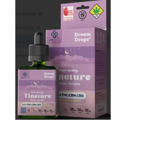 Dream Drops Tincture 1:1:1 (100mg CBD;100mg THC;100mg CBN) - Green Revolution Dream Drops Tincture 1:1:1 (100mg CBD;100mg THC;100mg CBN) - Green Revolution