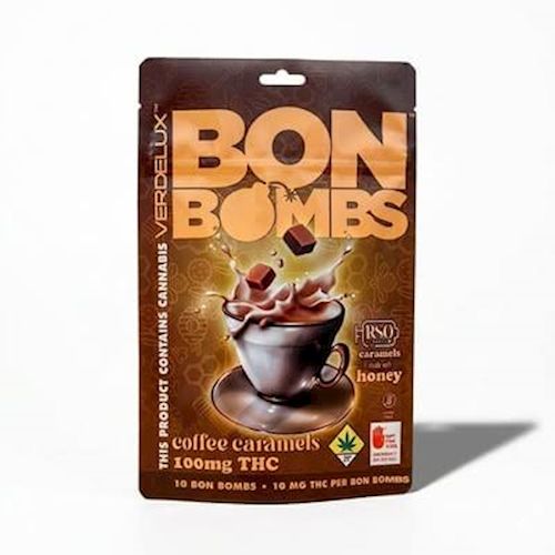BON BOMBS COFFEE CARAMEL HONEYS 100mgTHC - WIFI OG - 110g SATIVA