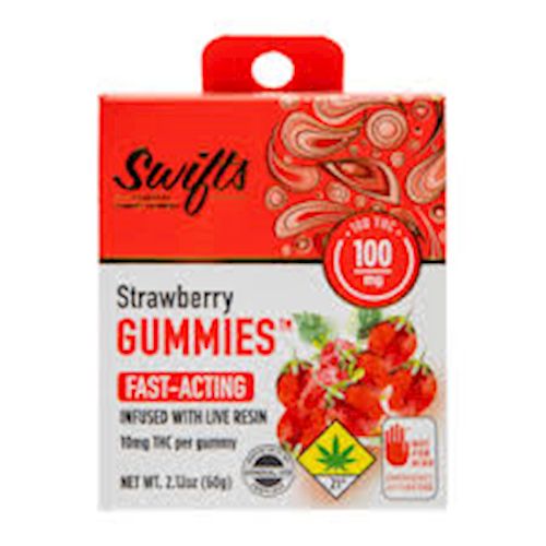 Swifts Edibles - Gummies LIVE Resin-Strawberry-100mg - Strawberry - Regular - THC - Hybrid - 60g Swifts Edibles - Gummies LIVE Resin-Strawberry-100mg - Strawberry - Regular - THC - Hybrid - 60g