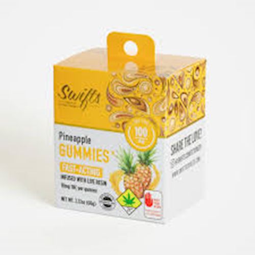 Swifts Edibles - Gummies LIVE Resin-Pineapple-100mg - Pineapple - Regular - THC - Hybrid - 60g Swifts Edibles - Gummies LIVE Resin-Pineapple-100mg - Pineapple - Regular - THC - Hybrid - 60g