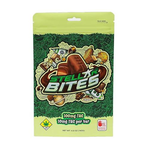 Green Labs - Choc Cov-Stellar Bites-100mg - Chocolate - THC - Hybrid - 100g