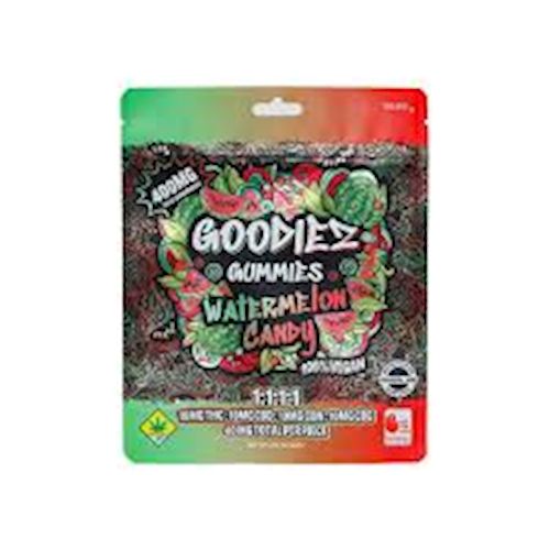 Goodiez - Goodiez-Watermelon Candy-400mg - Watermelon - Regular - 1:1:1:1 THC:CBD:CBN:CBG Ratio - Mixed - 60g Goodiez - Goodiez-Watermelon Candy-400mg - Watermelon - Regular - 1:1:1:1 THC:CBD:CBN:CBG Ratio - Mixed - 60g