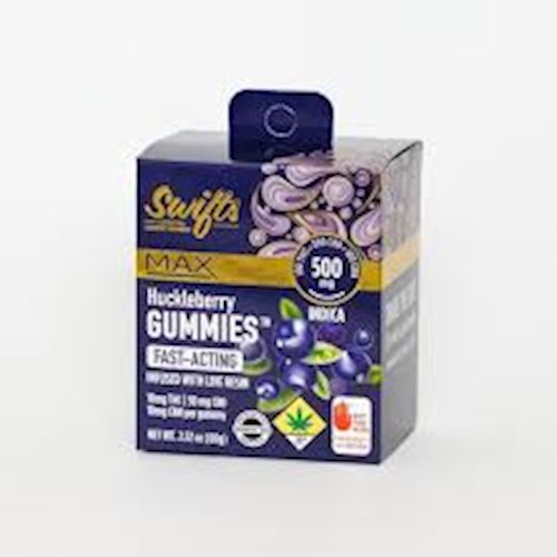 Swifts Edibles - Gummies LIVE Resin-Huckleberry-MAX-Indica-500mg - Huckleberry - Regular - MAX THC:CBD:CBN - Runtz - 60g Swifts Edibles - Gummies LIVE Resin-Huckleberry-MAX-Indica-500mg - Huckleberry - Regular - MAX THC:CBD:CBN - Runtz - 60g