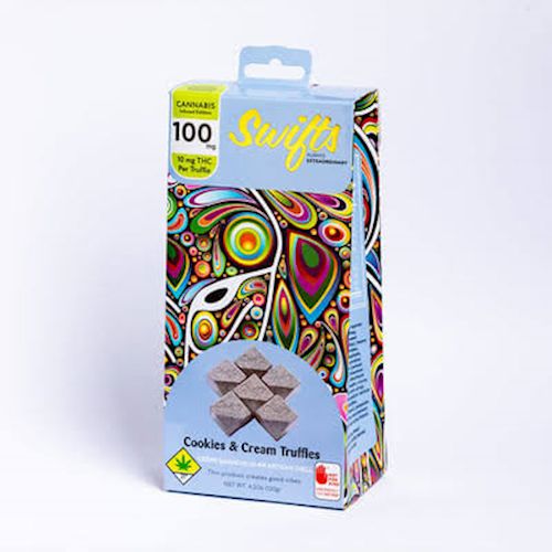 Swifts Edibles - Truffle-Cookies-100mg - Chocolate - THC - Hybrid - 120g Swifts Edibles - Truffle-Cookies-100mg - Chocolate - THC - Hybrid - 120g