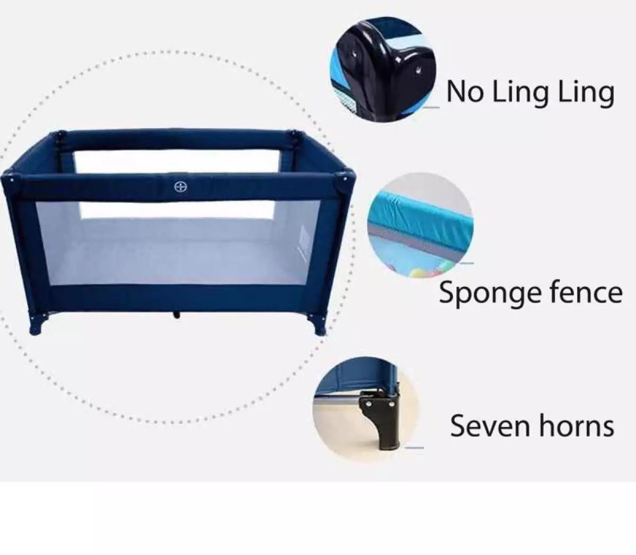 Long Portable Baby Cot with Linen