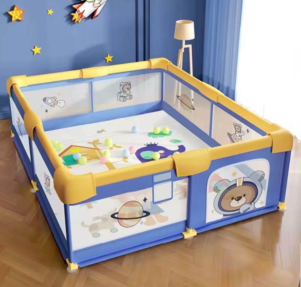 6 feet kids playpen fence, kids playpen mesh fence, kids playpen with foam mat and balls.
