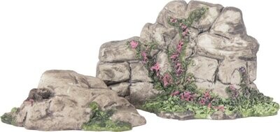 Nativity Accessory - Set of Rocks with Flowers