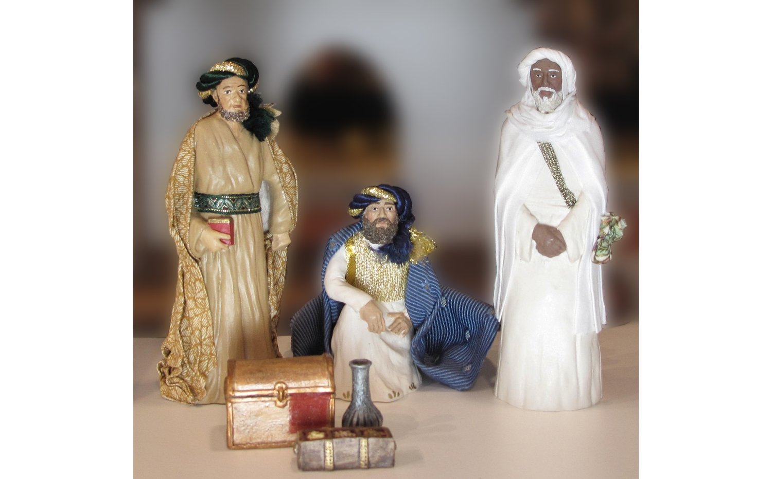 4 Piece Three Wise Men and Gifts Nativity Set