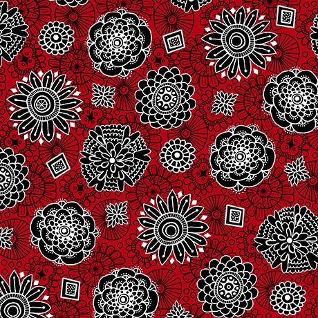 Jazzy Geos Tossed Floral Geos Red
