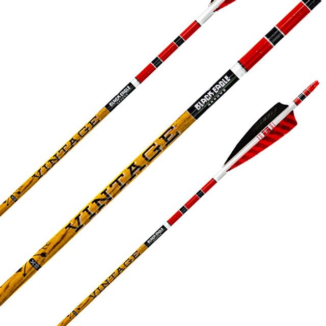 BLACK EAGLE ARROWS VINTAGE CRESTED FEATHER 6 PK, COLOR: RED/BLACK, SPINE: 400