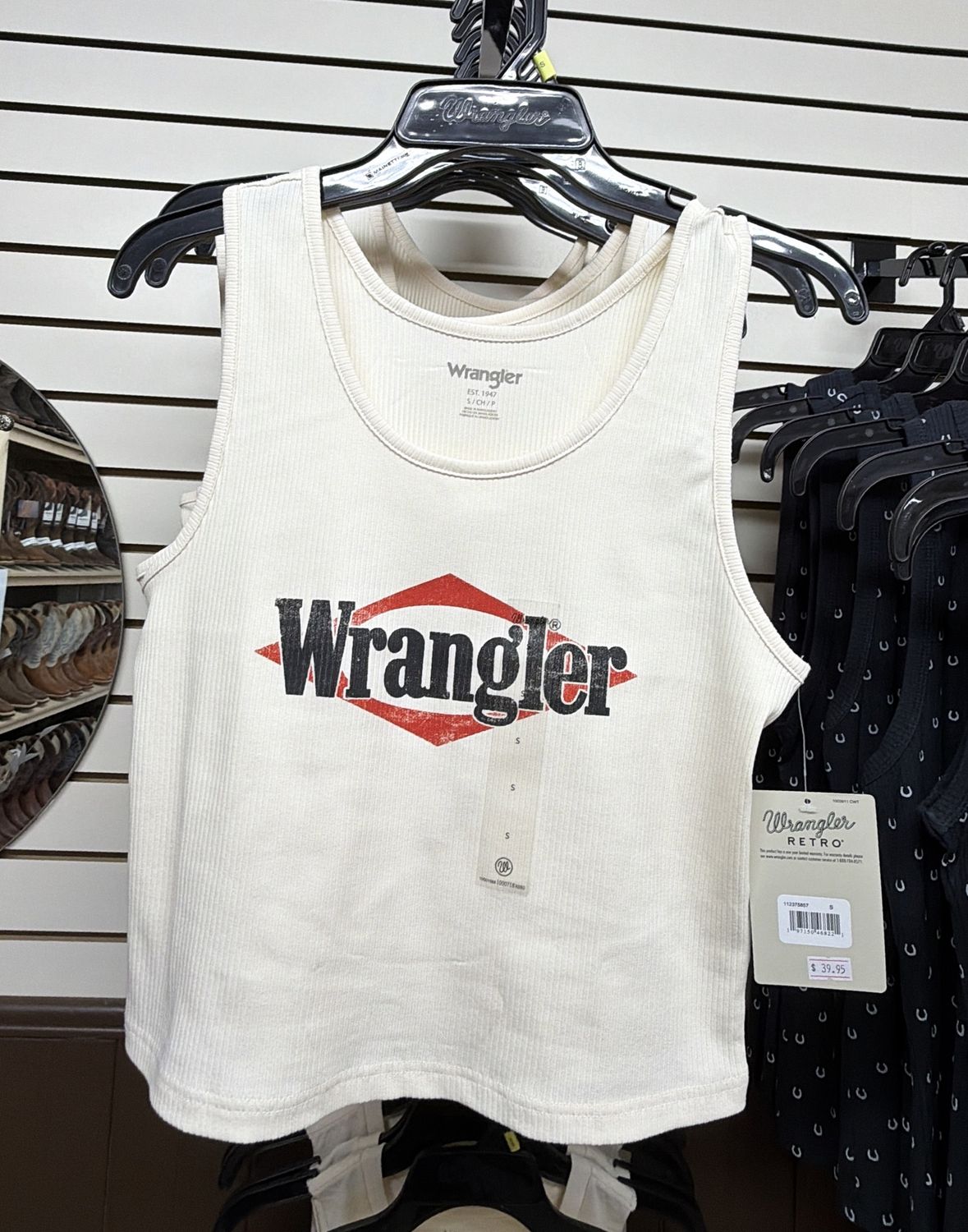 Ladies Wrangler Shirt Cropped Tank - 112375857
