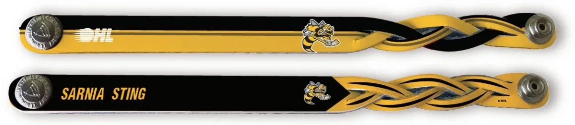 Braided Leather Bracelet, Colour: Logo Black/Yellow (OHL/Sting logo), Size: Small