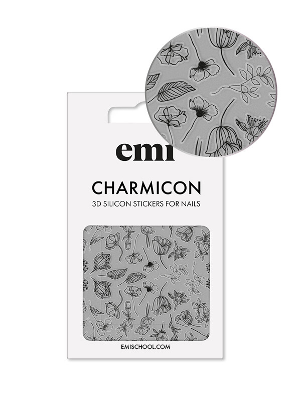 Charmicon 3D Silicone Stickers #176 Black Flowers