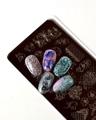 Stamping plate #9 Flowers and patterns