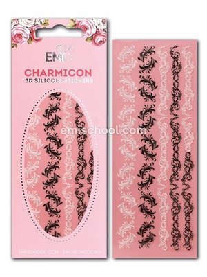 Charmicon 3D Silicone Stickers Swirl #3 Black/White