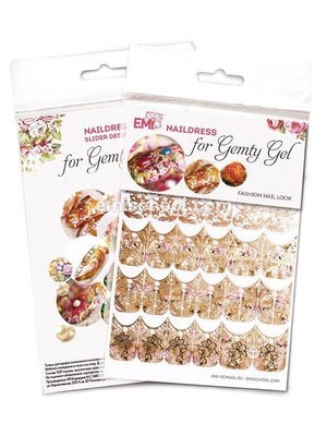 Naildress Slider Design for Gemty Gel Gold Cloth