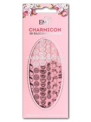 Charmicon 3D Silicone Stickers #46 Tropical Fruits Black/White