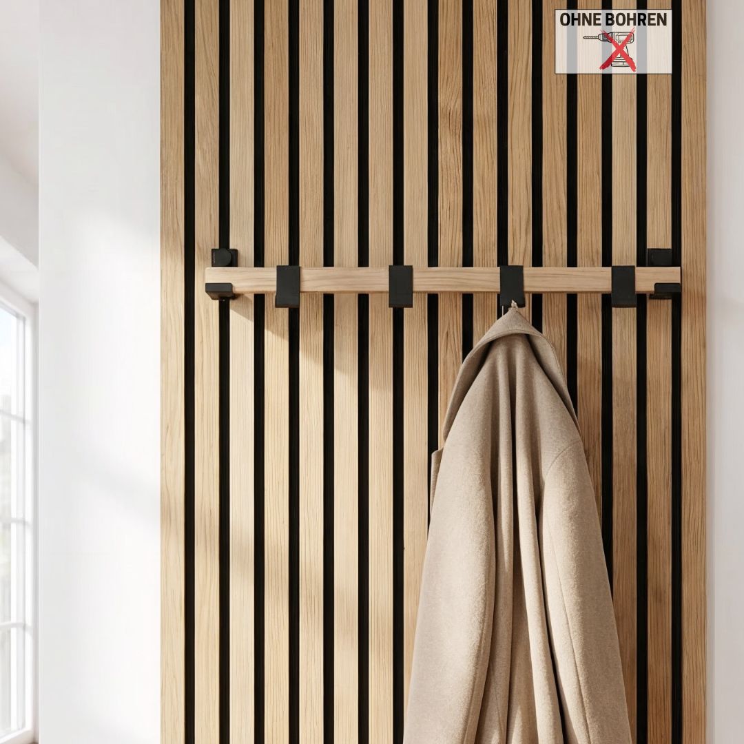 Kleider - und Schuhstange Eiche für Akustikpaneele (1Stück)