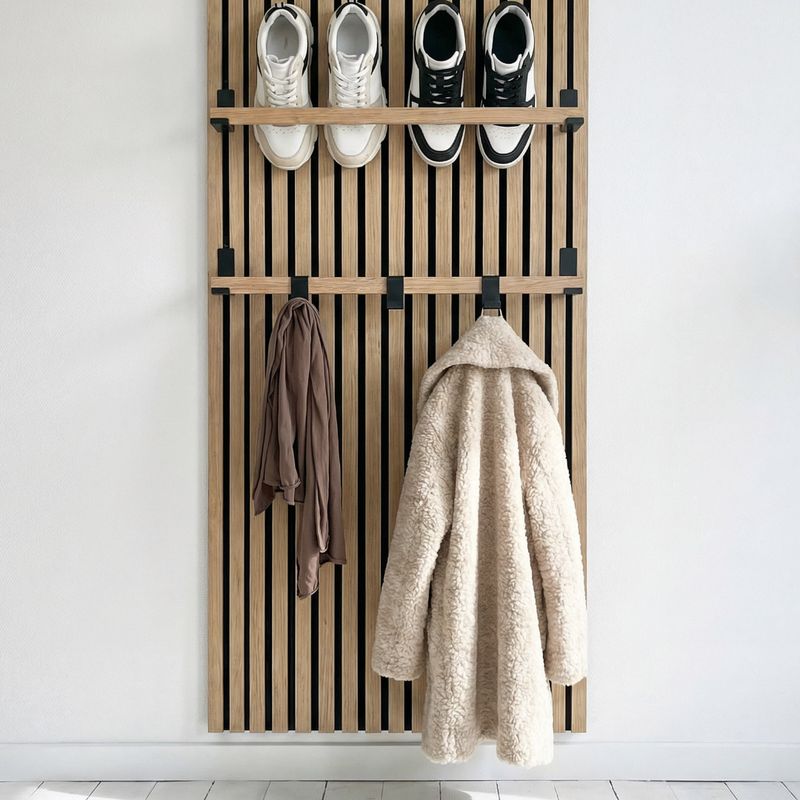 Kleider - und Schuhstange Eiche für Akustikpaneele (1Stück) Kleider - und Schuhstange Eiche für Akustikpaneele (1Stück)