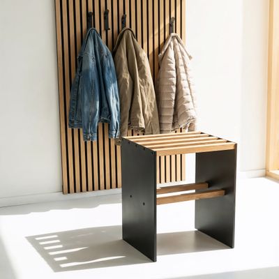 Shadow Oak Compact-Set für Akustikpaneele, Garderobe Set mit 4 Doppel-Haken | Kompaktes Garderobe Set für Flur & Akustikpaneele Shadow Oak Compact-Set für Akustikpaneele, Garderobe Set mit 4 Doppel-Haken | Kompaktes Garderobe Set für Flur & Akustikpaneele