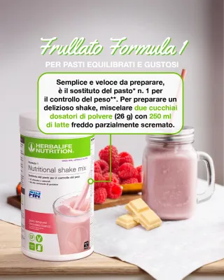 1 Nutritional shake mix vegano free lampone cioccolato bianco  550 gr