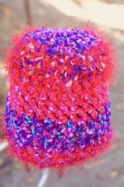SALE reduced from $68 HeartSong soft textured beanie woven with vivid purple velvet