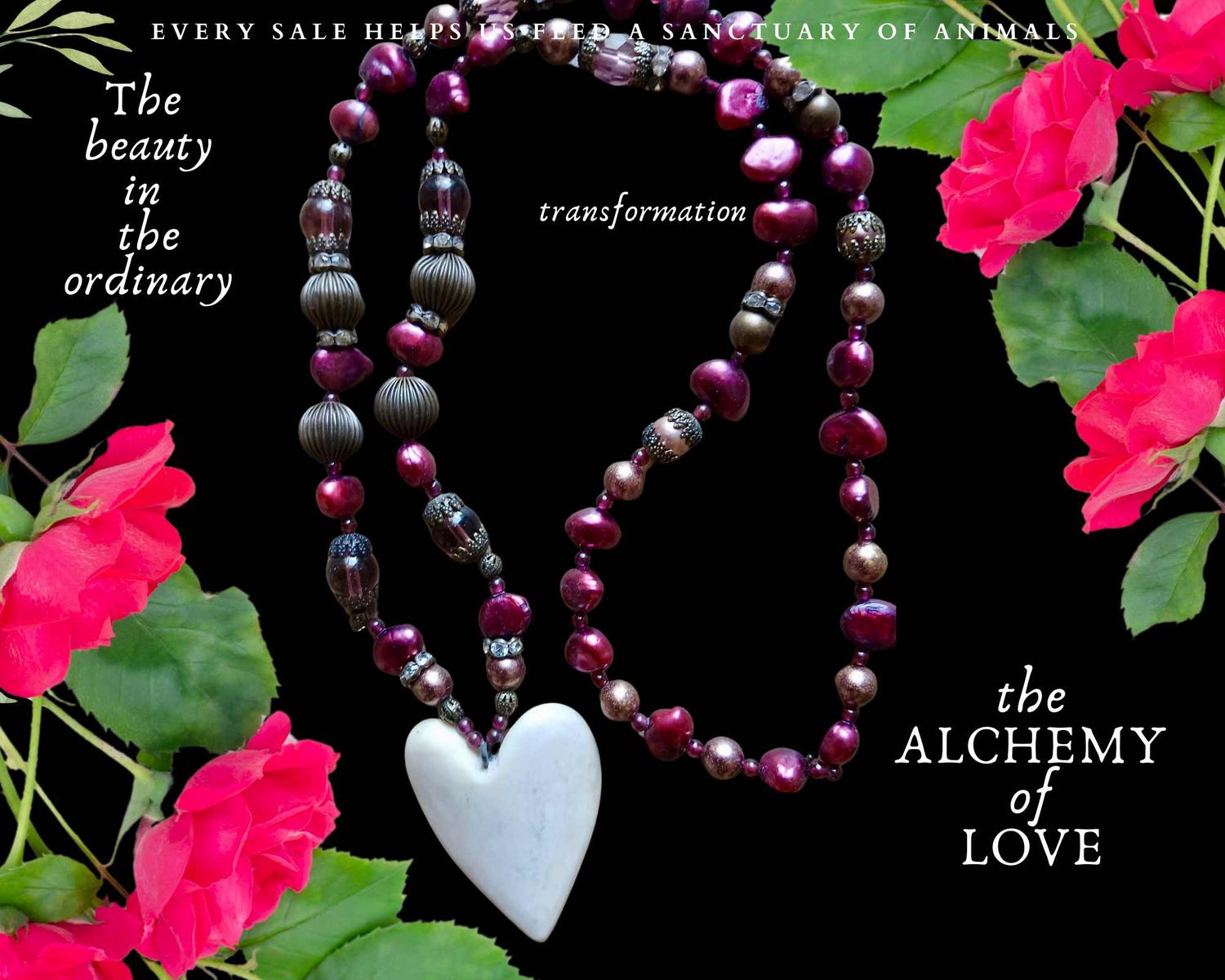 The Alchemy of LOVE necklace/talisman hand carved CAMEL bone heart- follow your heart- LOVE will guide you