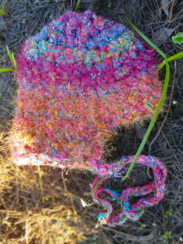 Ruby LOVE Cosmic HEART Crochet Beanie with ties